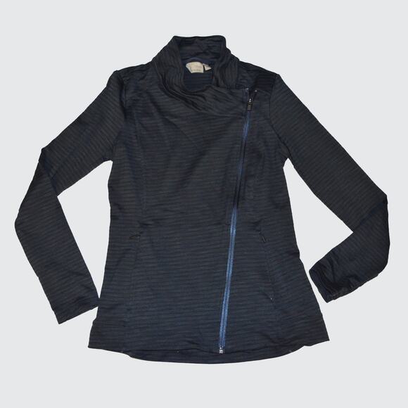Athleta Small Navy Women's jacquard intention asymmetrical zip jacket - Picture 1 of 9